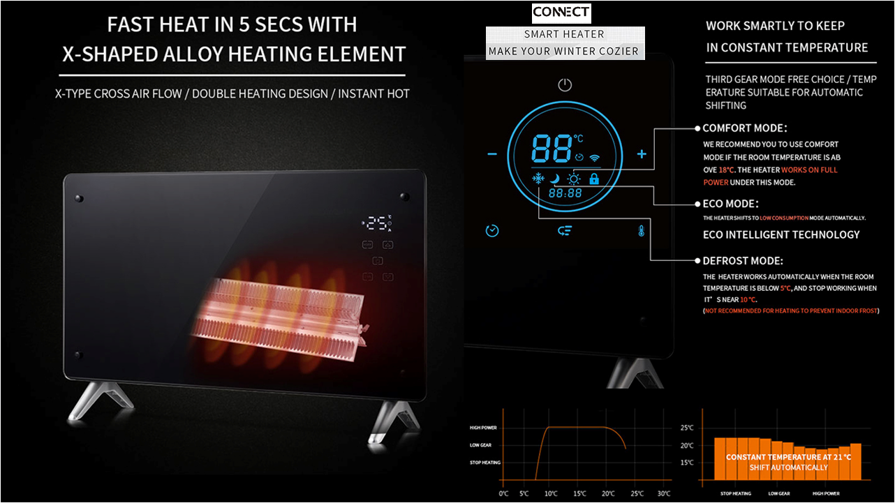 Smart Wi-Fi Connect Glass Panel Heater
