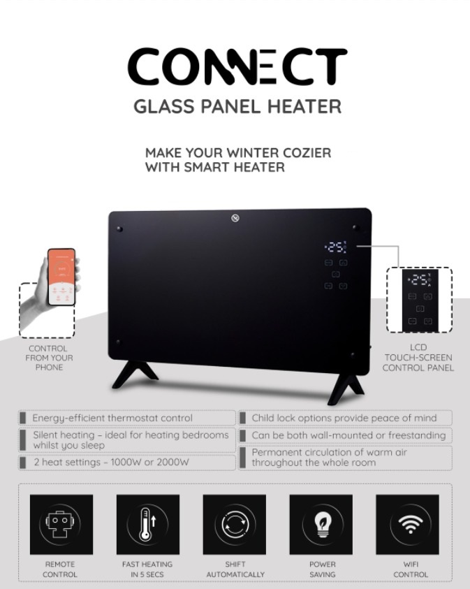 Smart Wi-Fi Connect Glass Panel Heater
