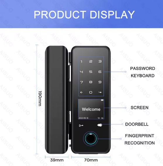 TUYA WIFI Smart Glass Door Lock
